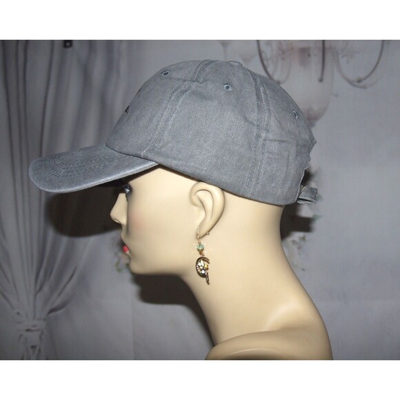 Cat Hat Baseball Cap Black Cat Peeking Gray Colored Stone Washed NEW - Picture 3 of 5